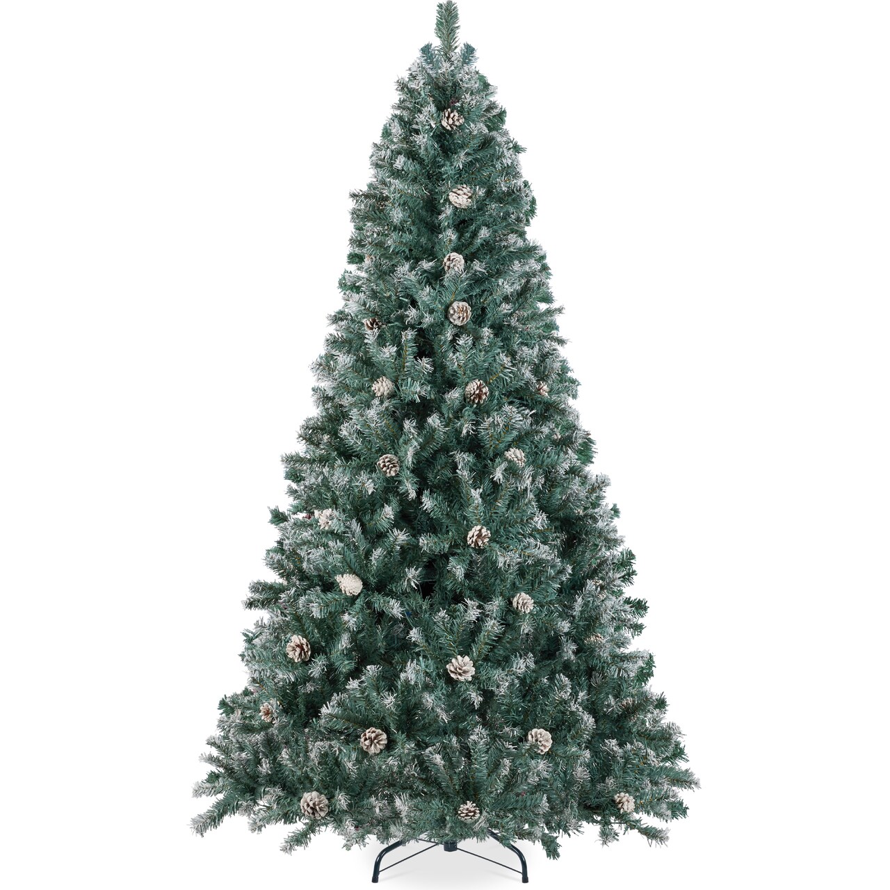 Best Choice Products Pre-Decorated Holiday Christmas Pine Tree w/ Partially Flocked Branch Tips, Base – Blue Spruce